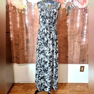 Faded GLORY XL MAXI DRESS BLACK GRAY AND WHITE 16-18